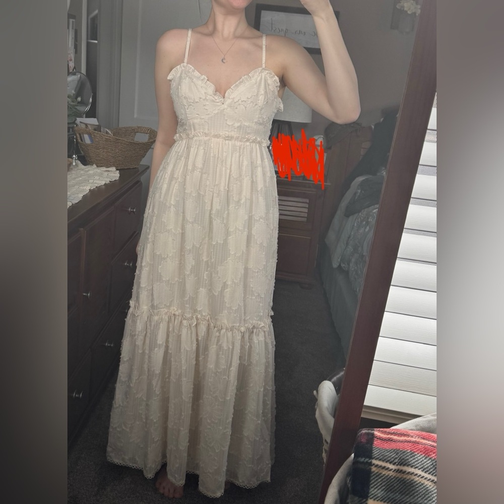 Lulu’s Charm and Charisma Cream Burnout Floral Midi Dress - Picture 16 of 16